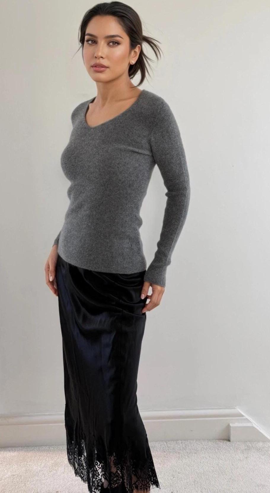 100% Pure Cashmere Slim-Fit Vneck Layering Sweater