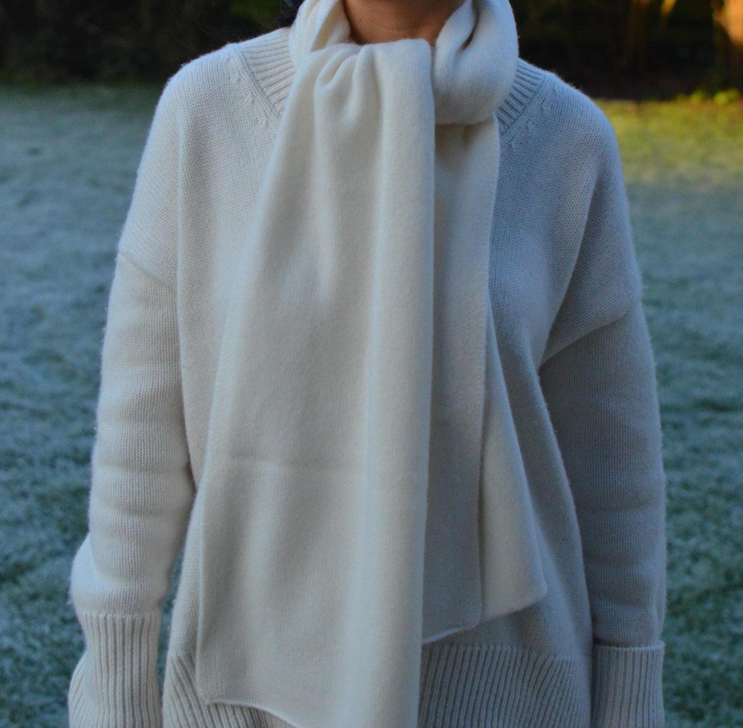 Cashmere Scarf: Extra Soft, Warm, Grey White Sand