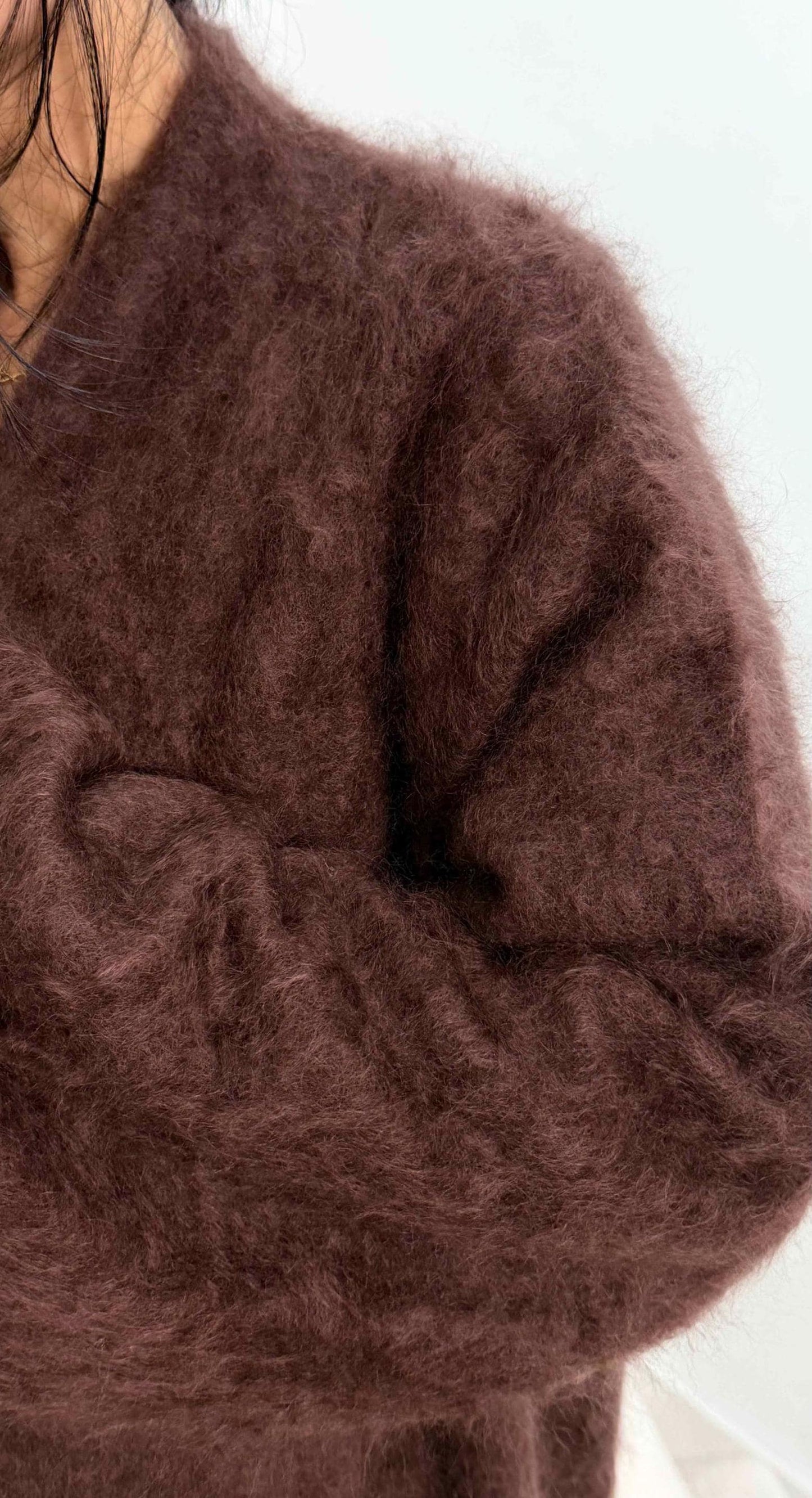 Luxury Brushed Cashmere Cardigan with Single Button extra warm and cozy