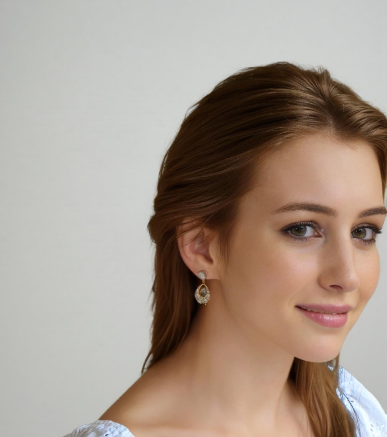 Gold Butterfly Drop Earrings, Freshwater Pearl Studs, CZ Stone