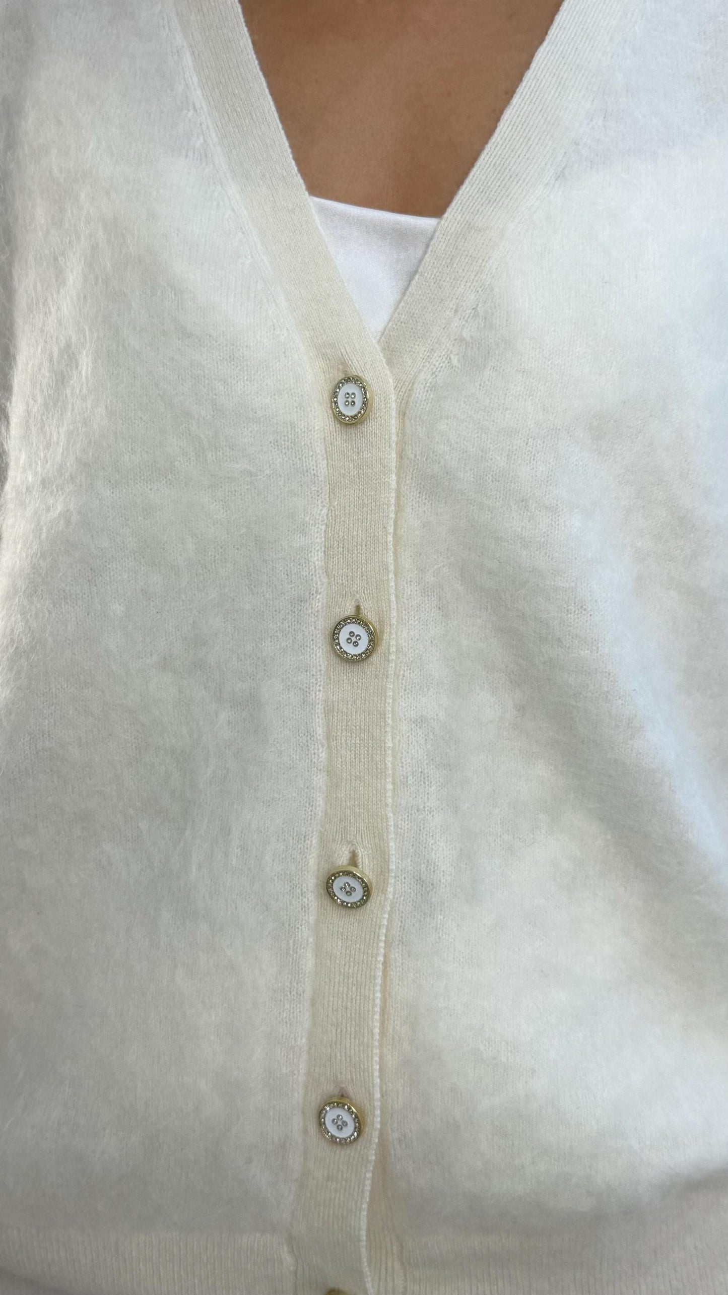100% Brushed Cashmere Cardigan Button-Down