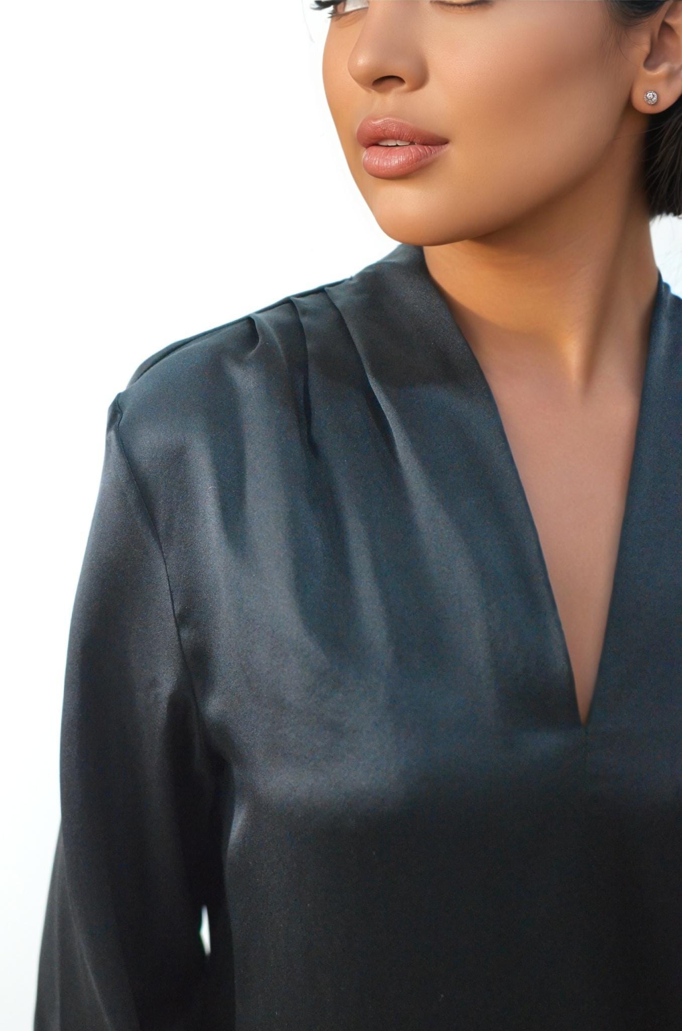 V neck Mulberry Silk Blouse: Long Sleeve