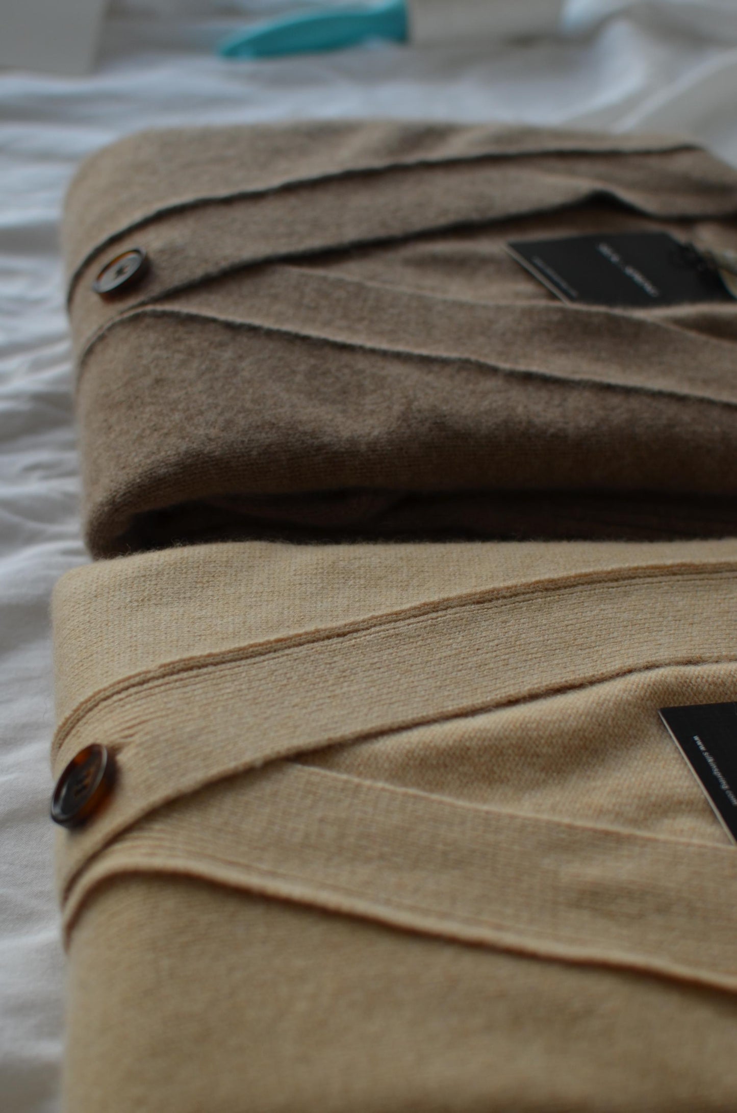 Cashmere Wool Cardigan: Beige Button-Down with Bell Sleeves