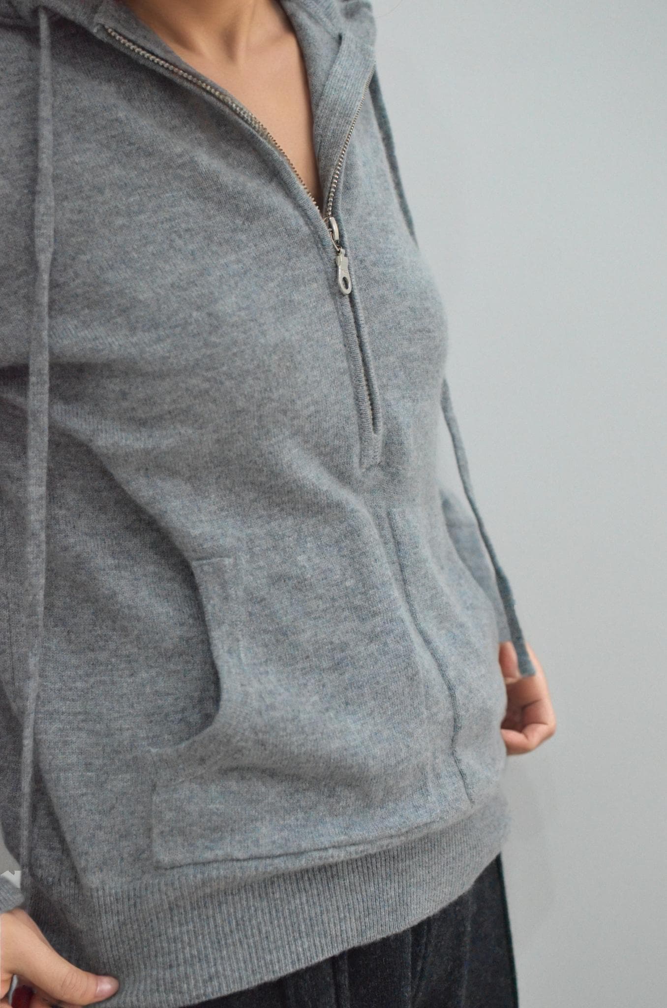 Women’s Pure Cashmere Half-Zip Hoodie light weight, 100% cashmere