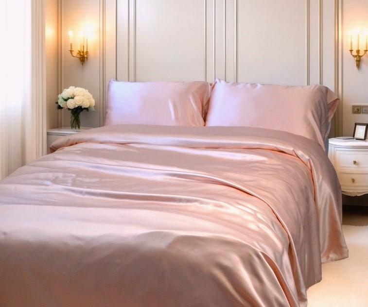 Pink & White Mulberry Silk Duvet Cover Set: 25 Momme Luxury Bedding