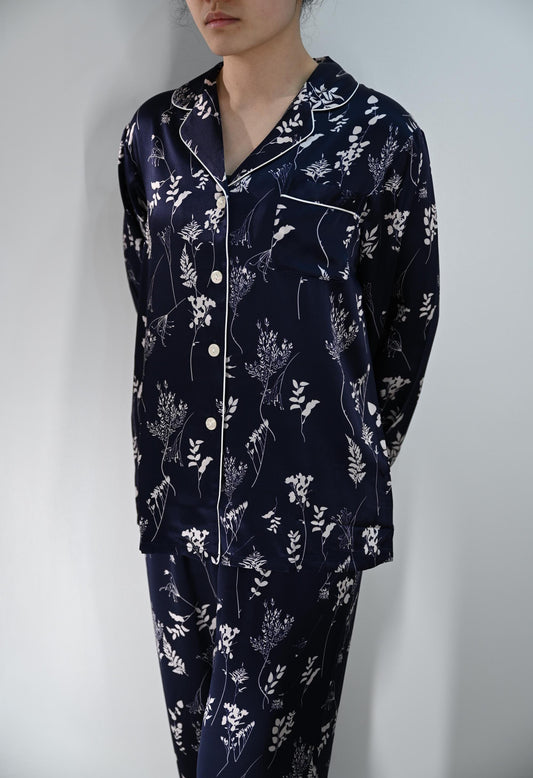 Mulberry Silk Pajamas Set: Floral Print, 6A Grade Silk Nightwear