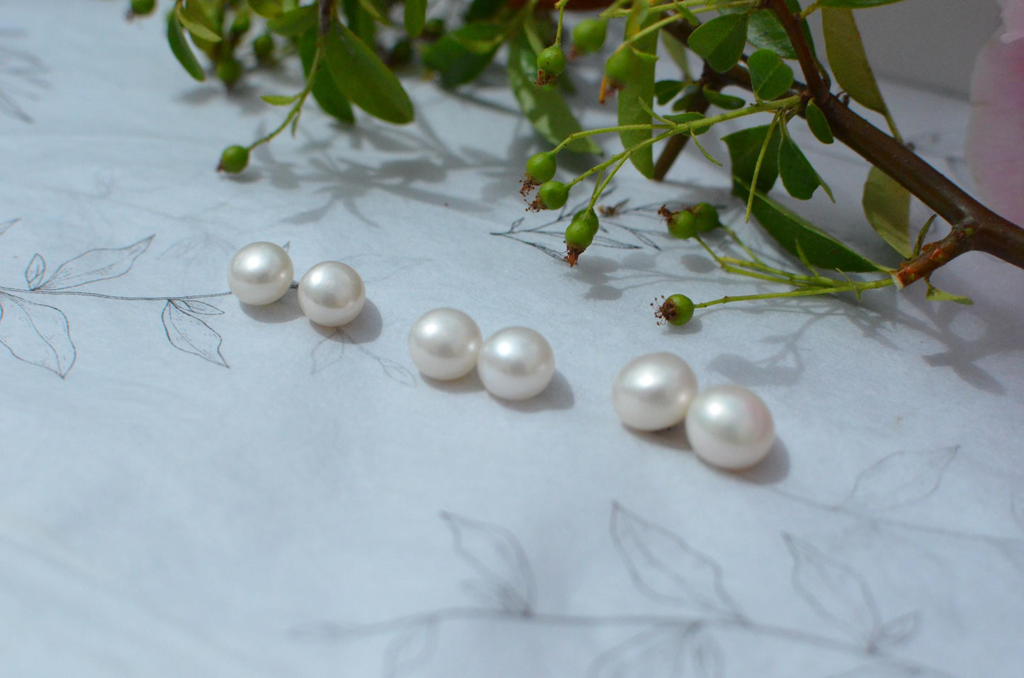 Freshwater Pearl Stud Earrings, 14k Gold Filled or Sterling Silver Bun