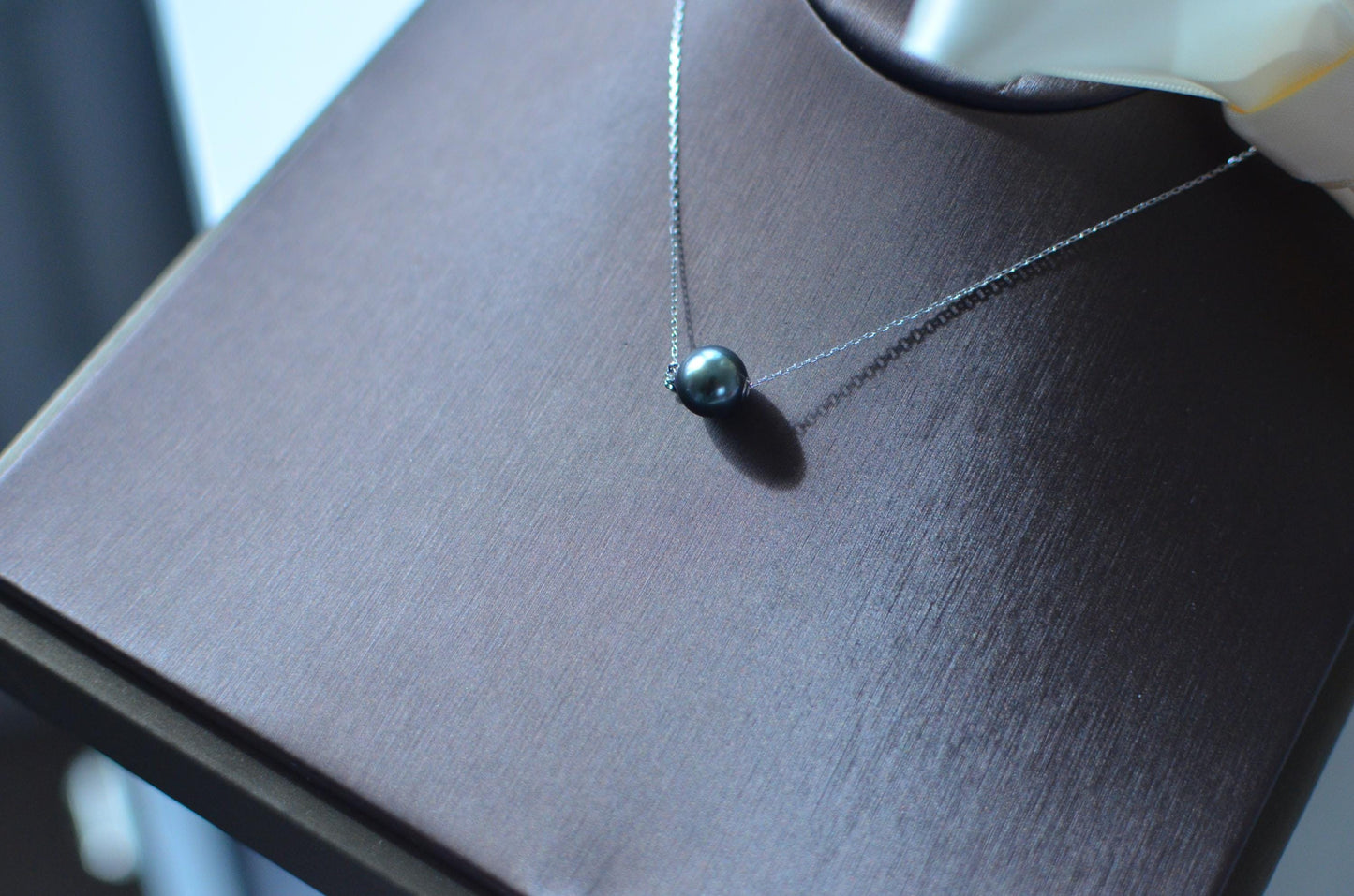 Tahitian Dark grey and green  Pearl Pendant with Diamond Accent