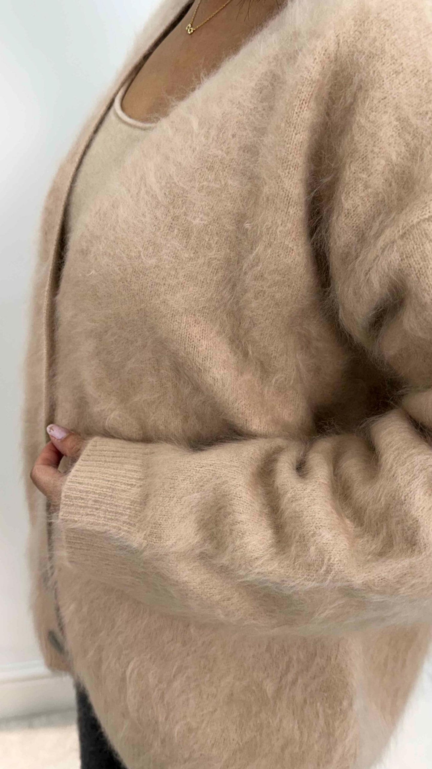 Luxury Brushed Cashmere Cardigan, extra warm and cozy