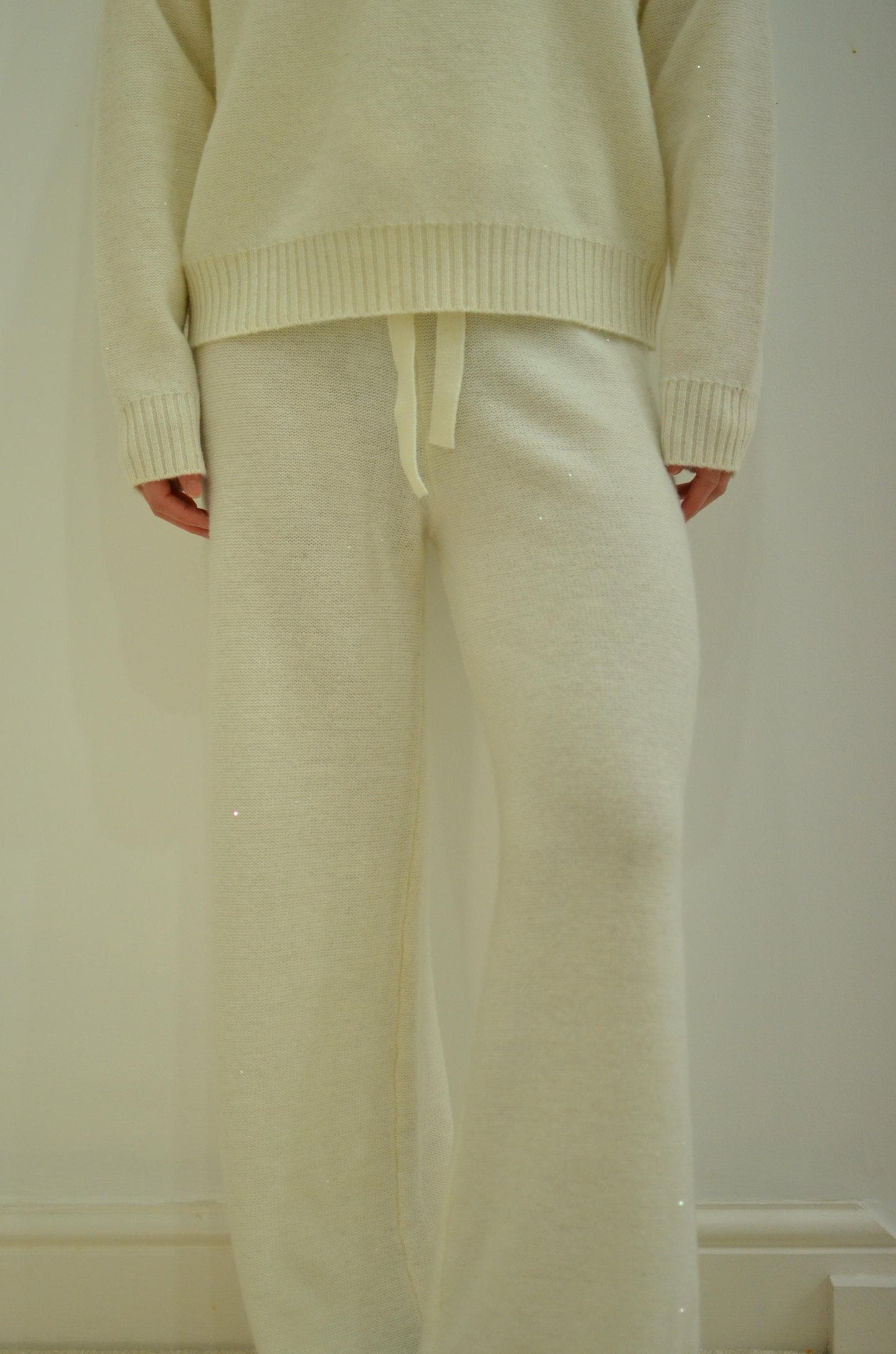 Cashmere Wool Blend Loungewear Set: Sparkling Beads, Adjustable Straps