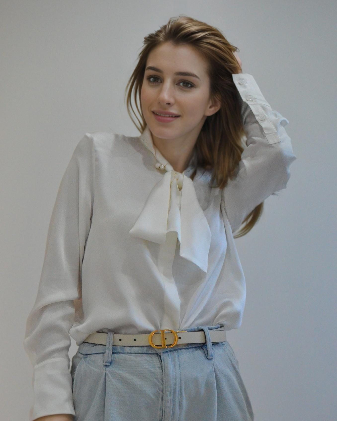 Elegant Mulberry Silk Bow Blouse