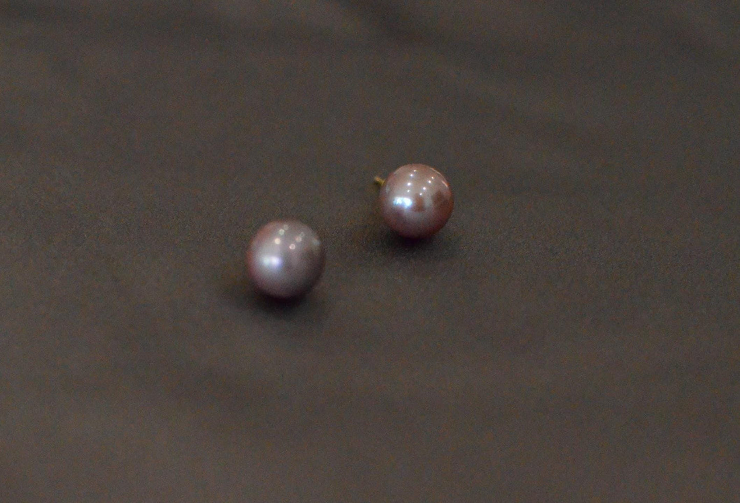 Round Freshwater purple pink  Pearl Stud Earrings