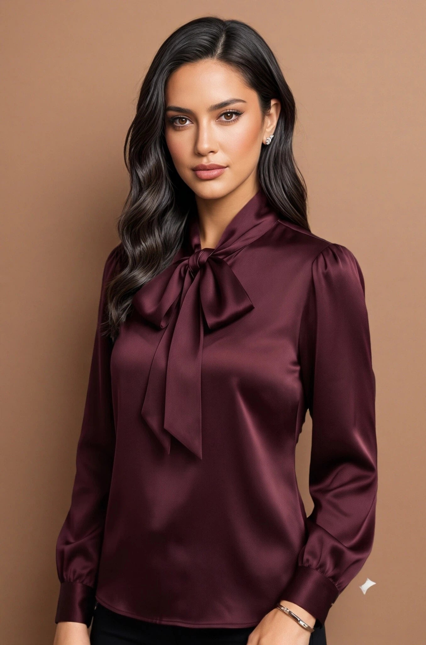Elegant Mulberry Silk Bow Blouse