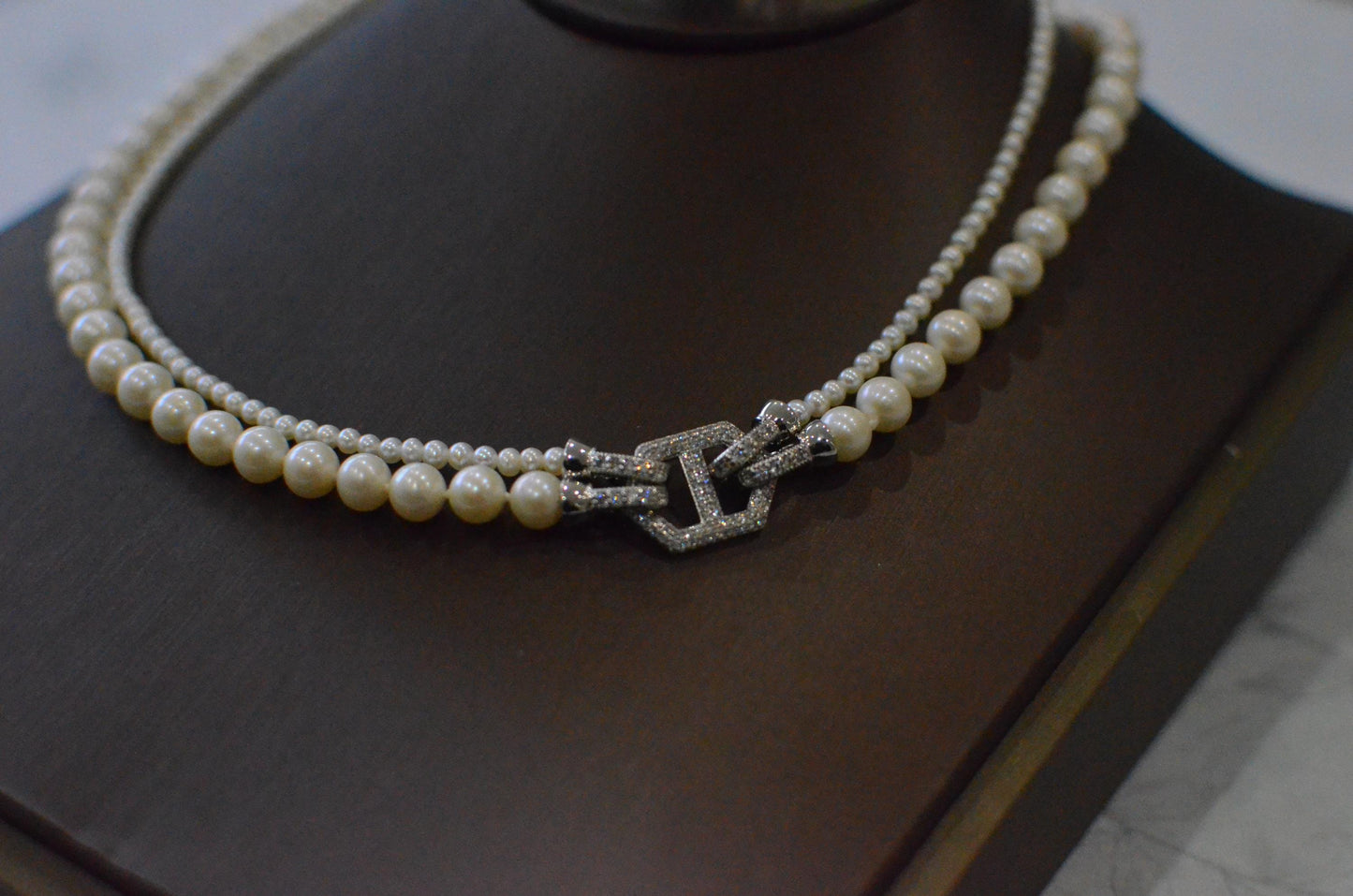 Double-Strand Freshwater Pearl Necklace: Sterling Silver Clasp, Bridal Jewelry