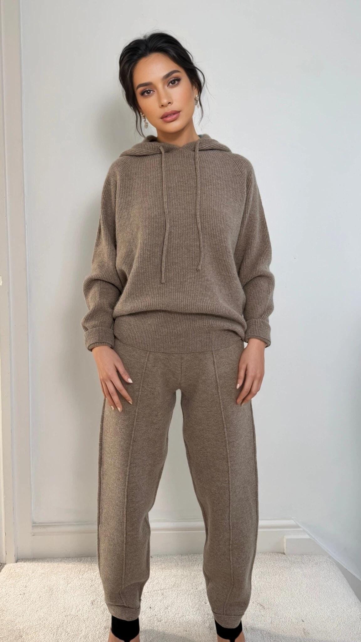 Luxury cashmere and wool blend  jogger pants for outdoor or relaxed use extra thick