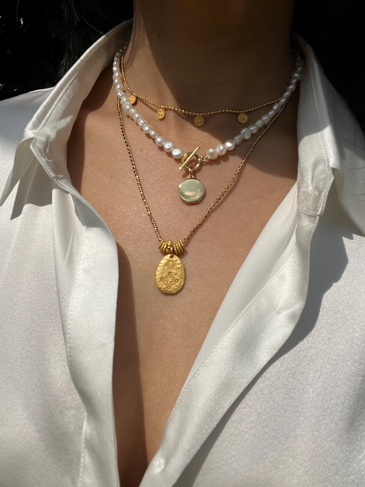 Three Elegant Layered Adjustable Necklace Set, can wear individually.