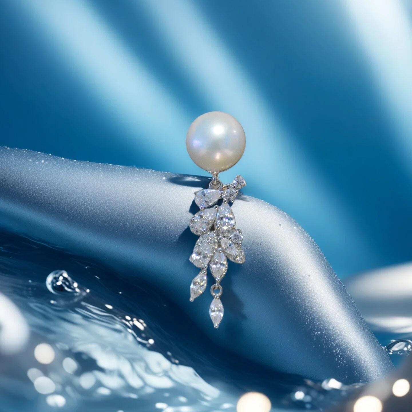 Floral CZ Freshwater Pearl Earrings