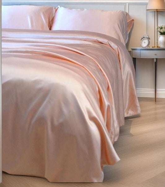 Pink & White Mulberry Silk Duvet Cover Set: 25 Momme Luxury Bedding