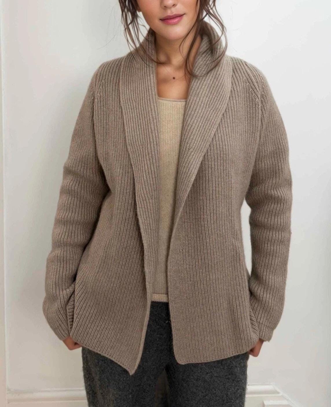 Cashmere-Wool Blend Loungewear Cardigan with Belt