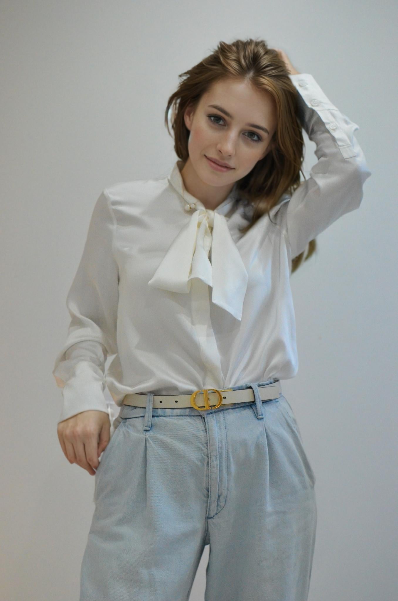 Elegant Mulberry Silk Bow Blouse