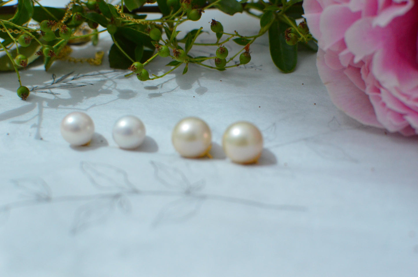 Round Freshwater Pearl Drop Stud Earrings