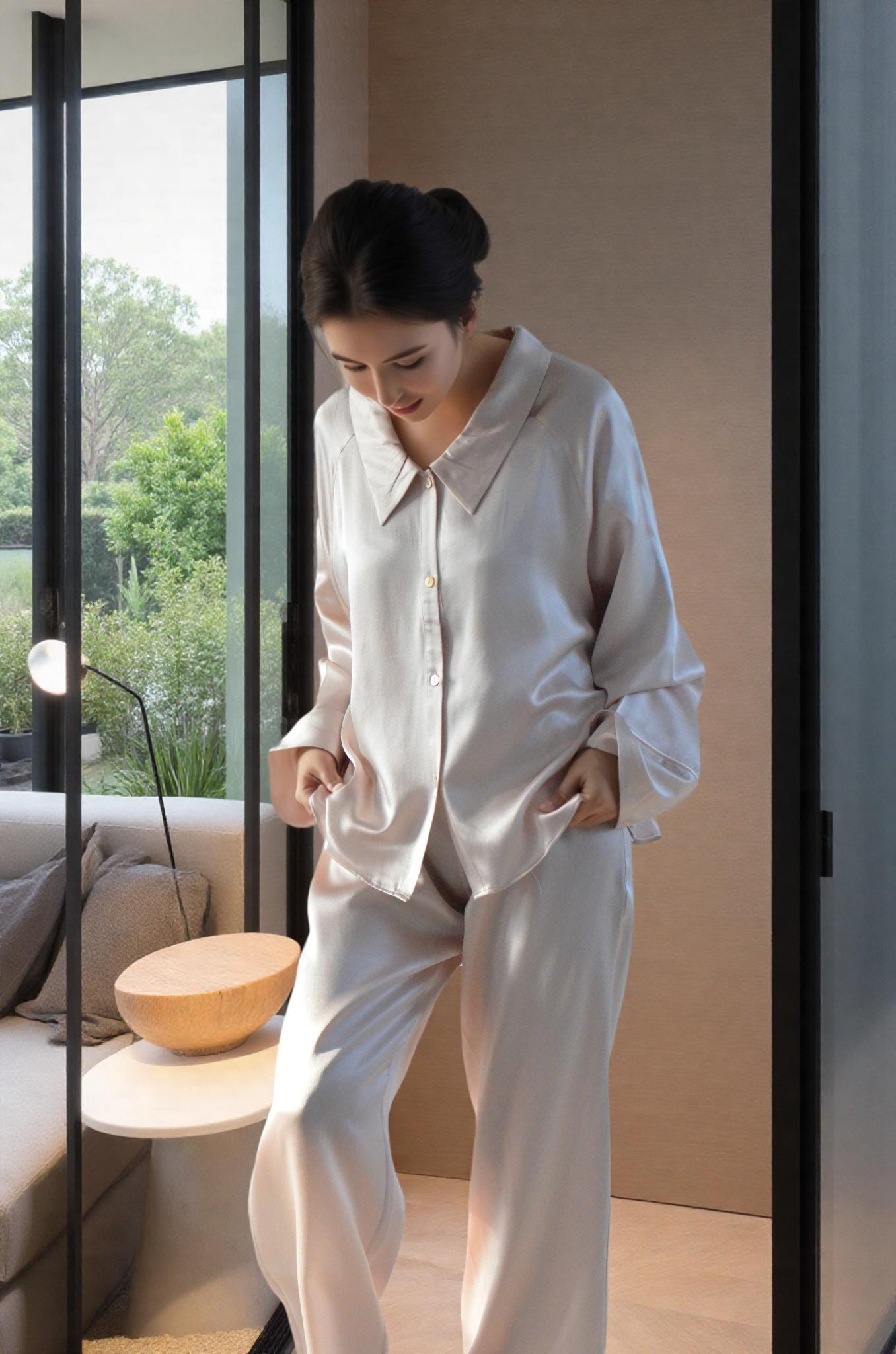 19momme 6A grade Finest 100% silk pyjamas longsleeves set