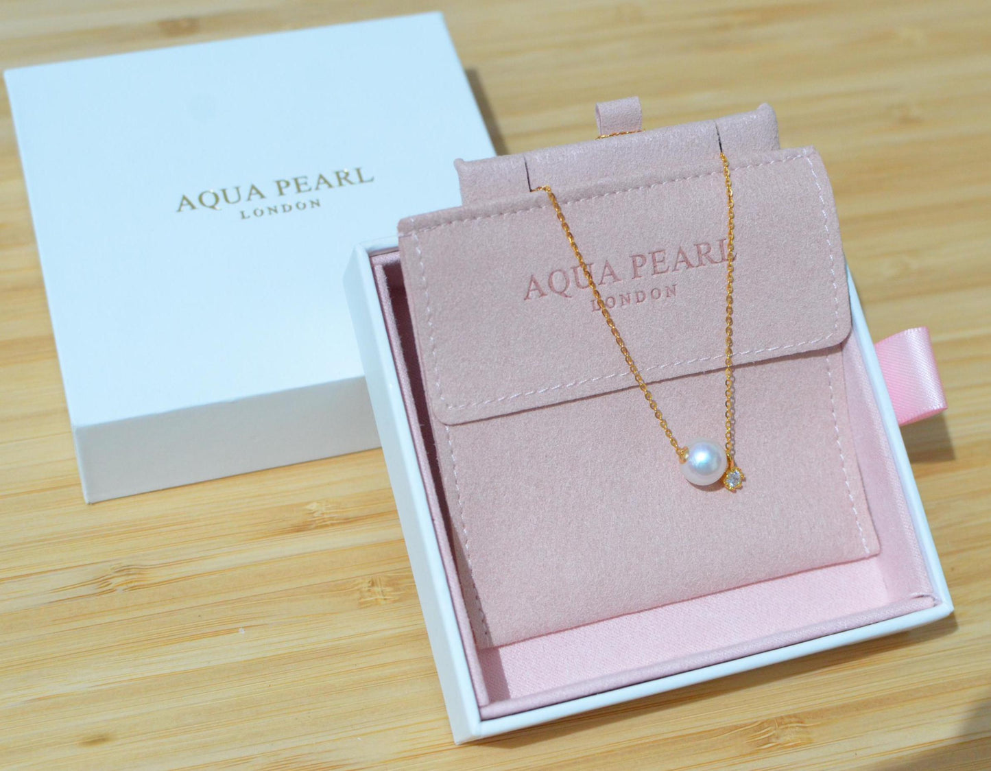 Freshwater Pearl Necklace with Tiny  CZ or diamond  Charm