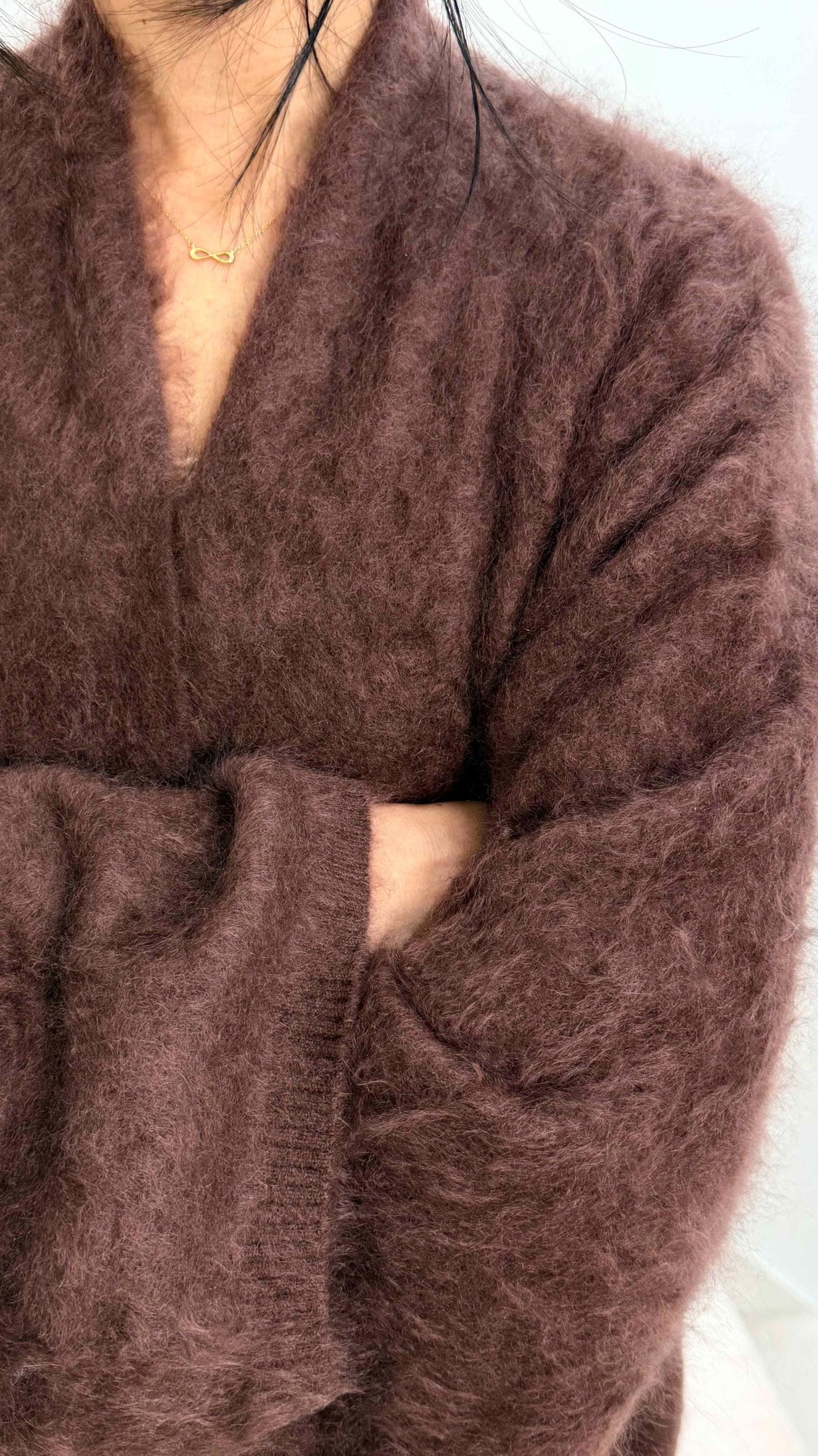 Luxury Brushed Cashmere Cardigan with Single Button extra warm and cozy