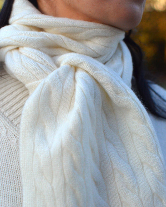 Cable Knit 100% Cashmere Scarf with gift box  - Extra Soft Warm Winter Shawl