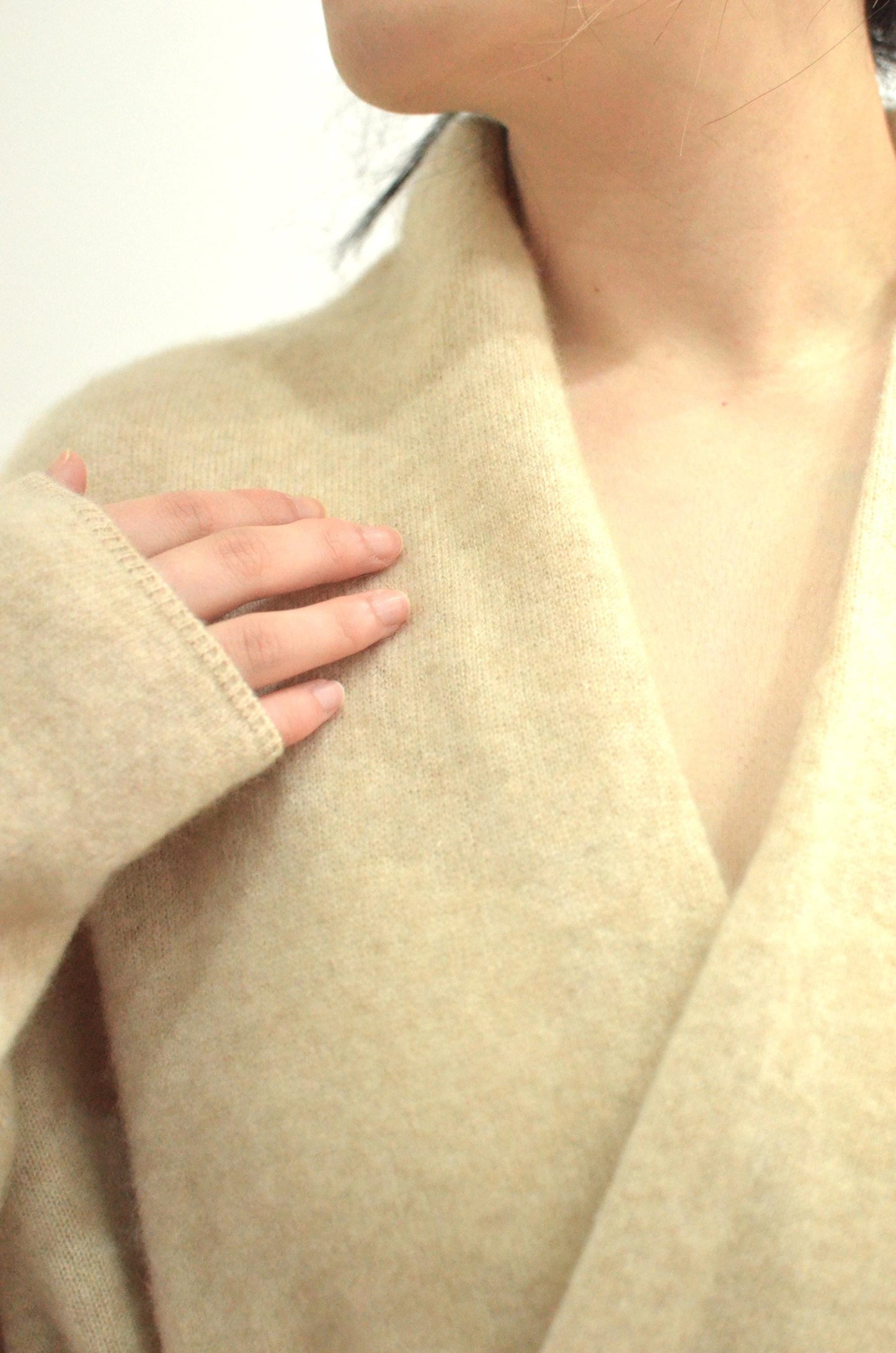 100% Cashmere Cardigan with Belt: Lightweight Bell Sleeves Loungewear