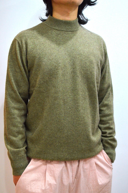 Men's Cashmere Wool Blend High Neck Sweater - Olive Green