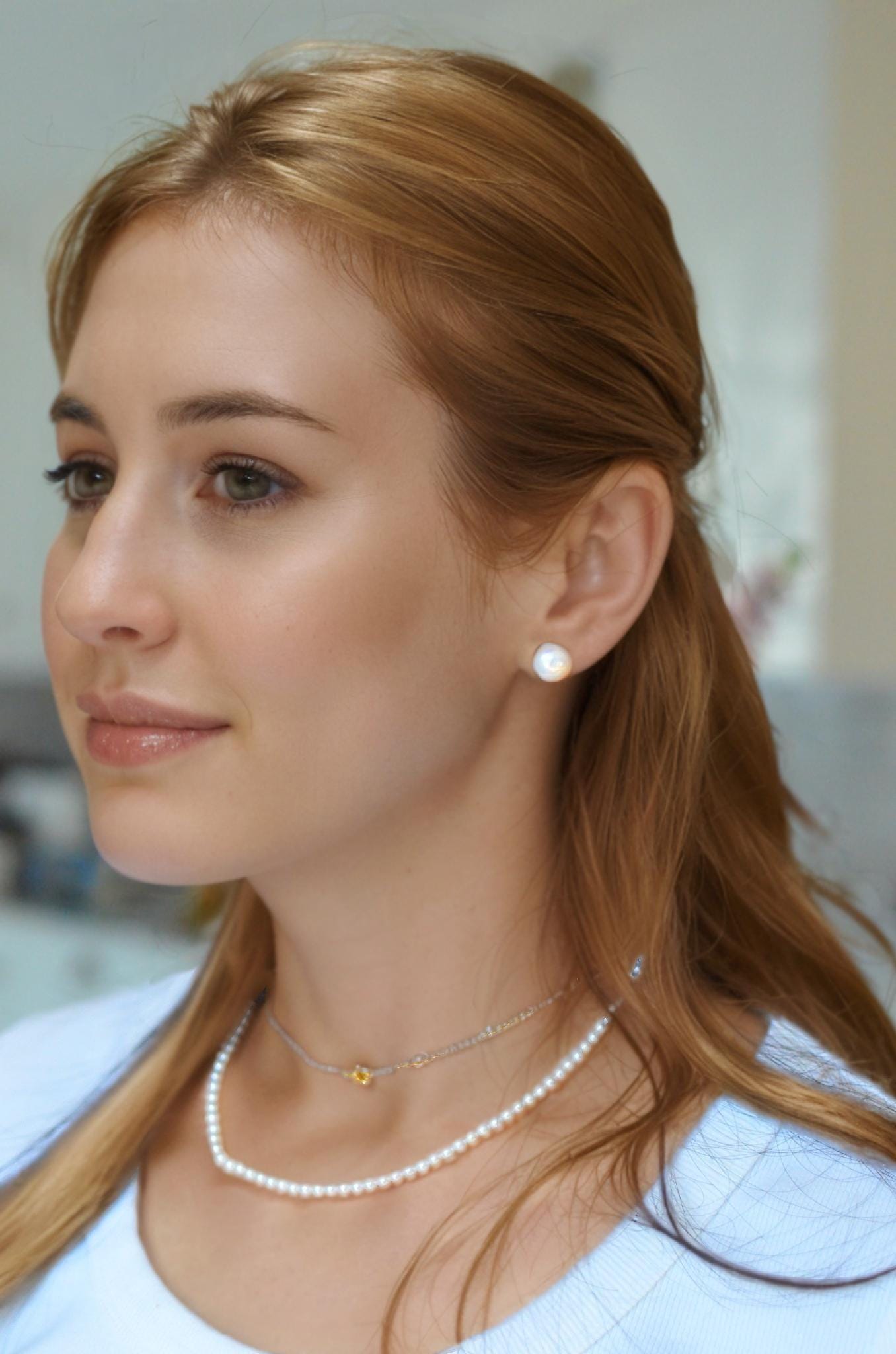 Freshwater Pearl Stud Earrings, 14k Gold Filled or Sterling Silver Bun