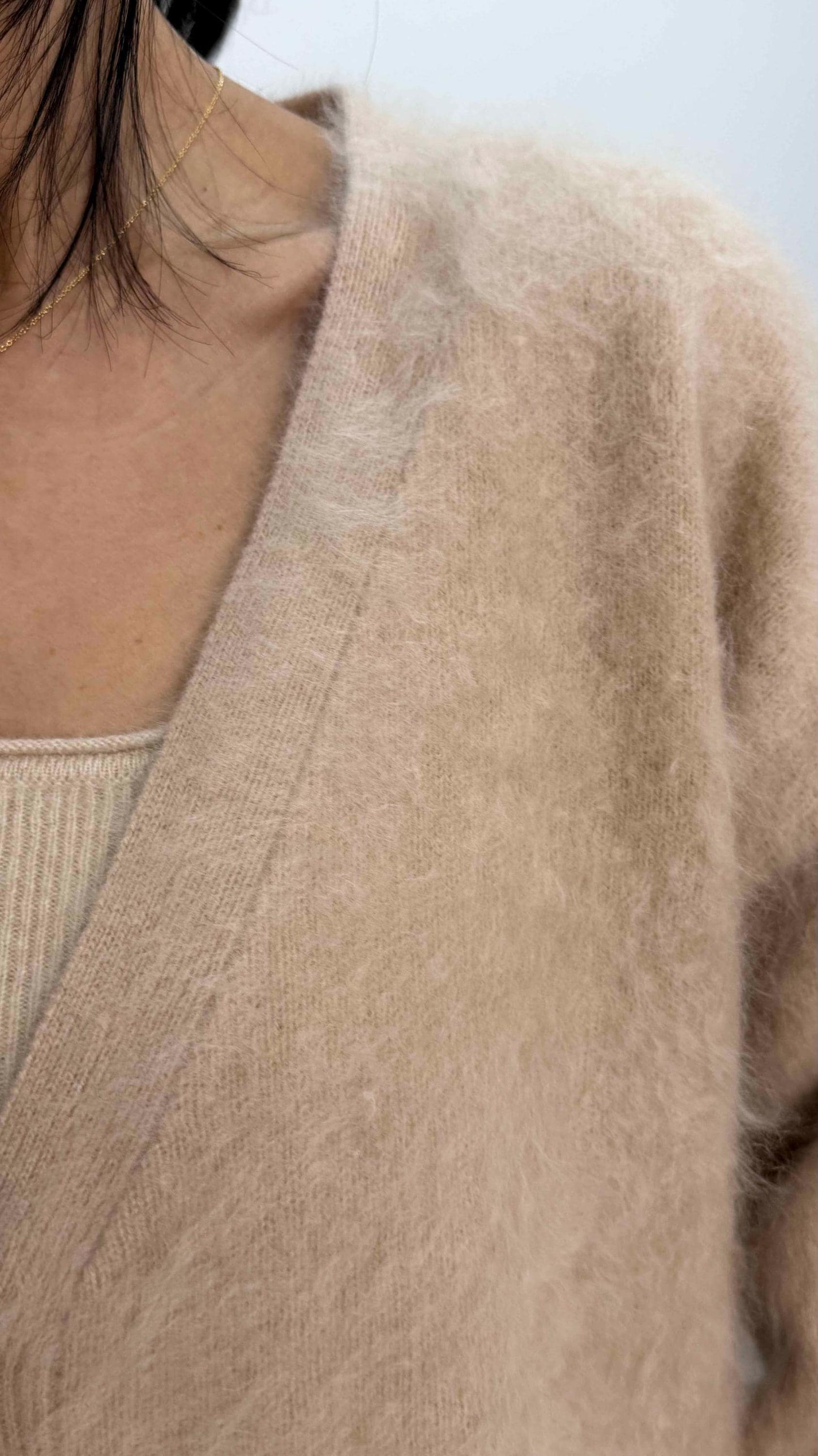 Luxury Brushed Cashmere Cardigan, extra warm and cozy