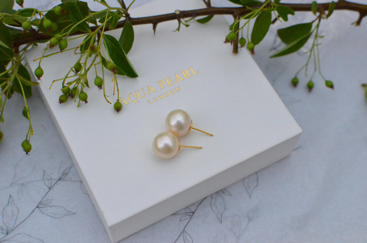 Round Freshwater Pearl Drop Stud Earrings