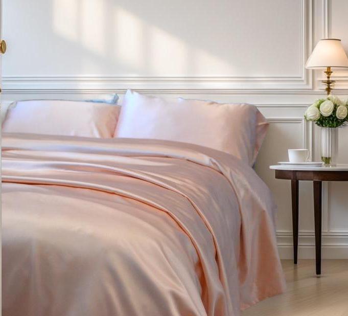 Pink & White Mulberry Silk Duvet Cover Set: 25 Momme Luxury Bedding