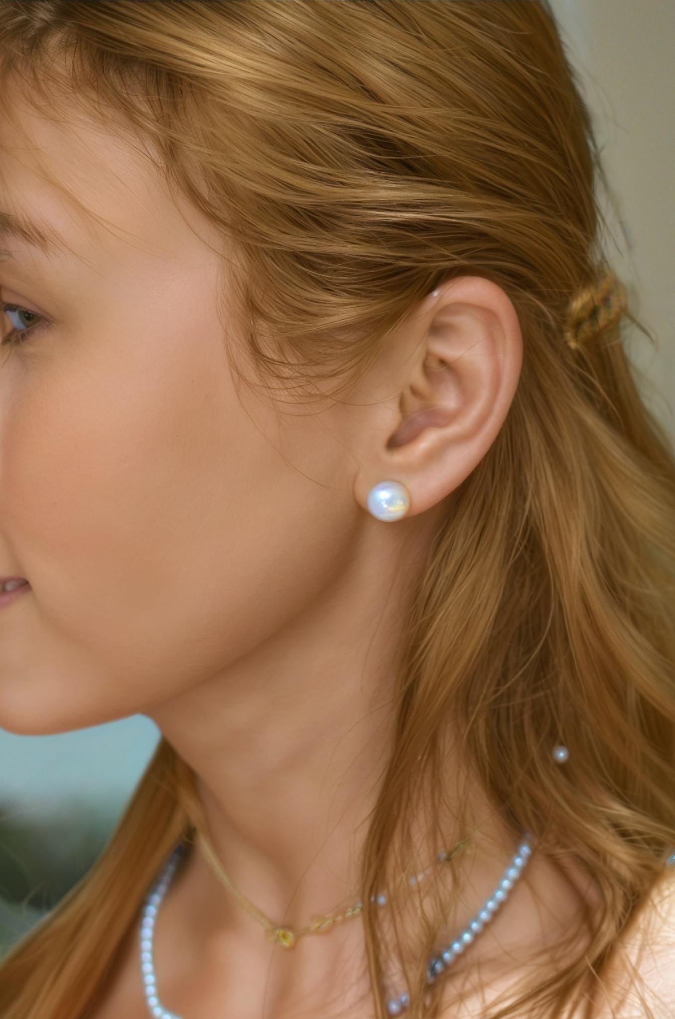 Freshwater Pearl Stud Earrings, 14k Gold Filled or Sterling Silver Bun