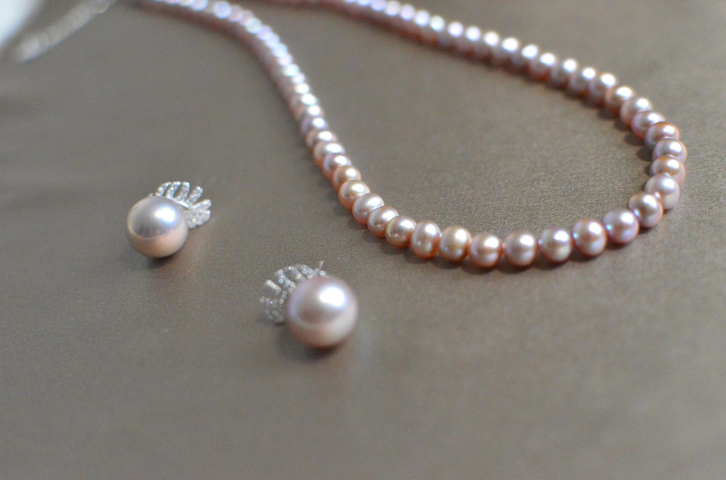 Champagne Rose Pearl earrings
