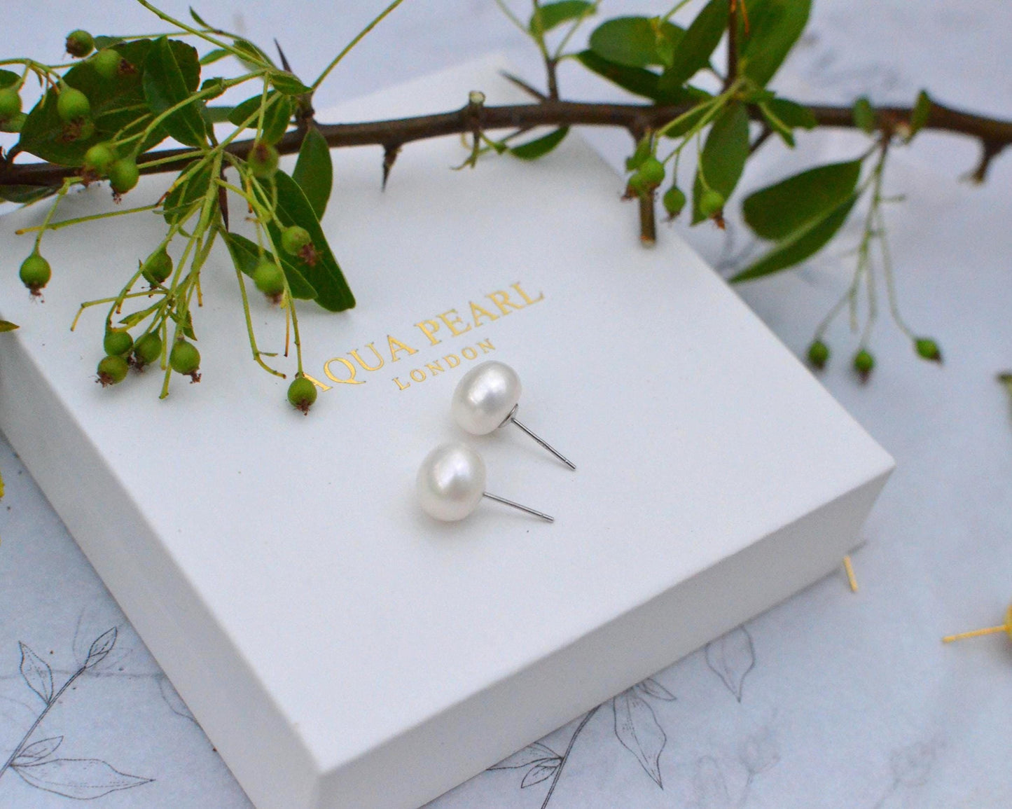 Freshwater Pearl Stud Earrings, 14k Gold Filled or Sterling Silver Bun