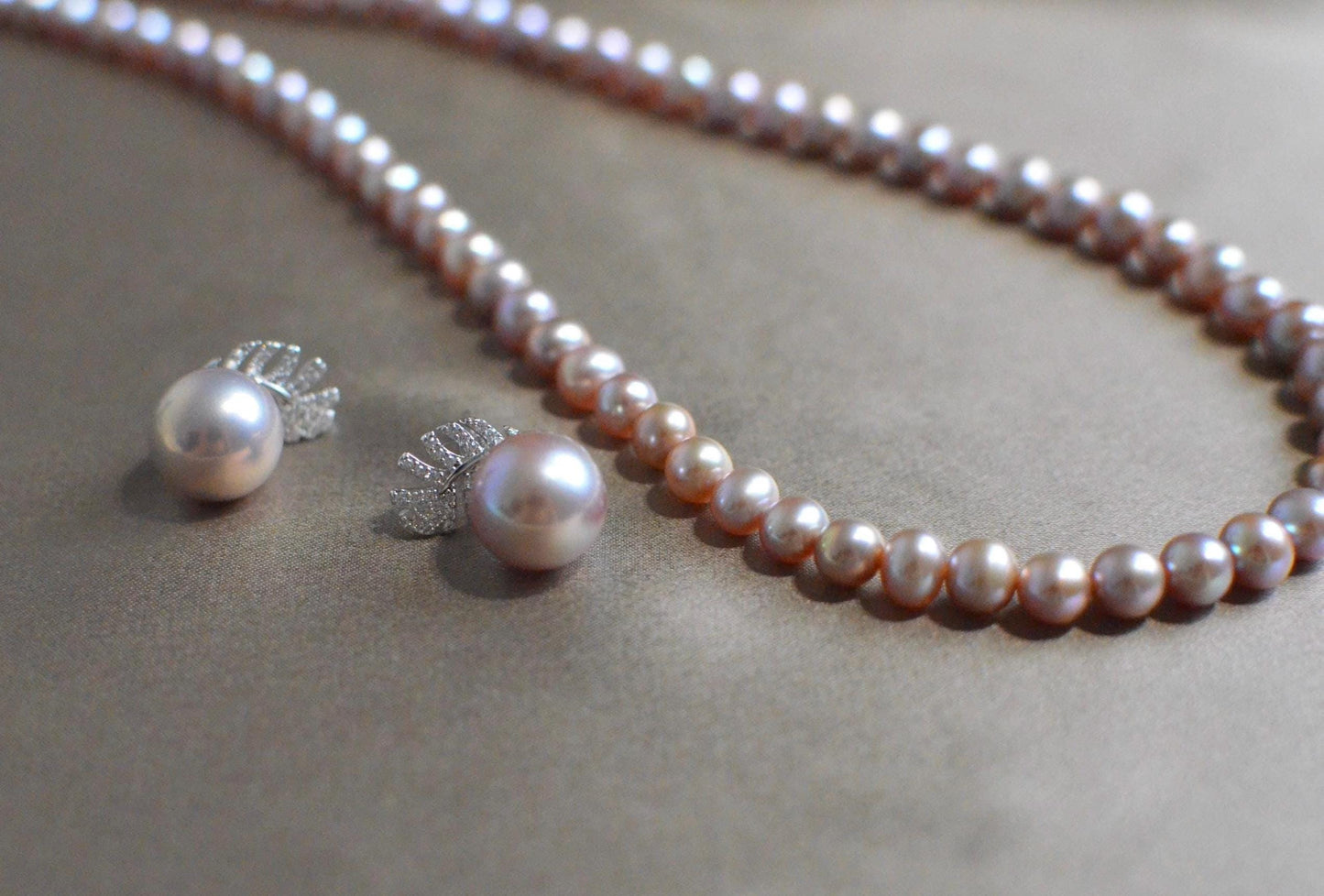 Champagne Rose Pearl earrings