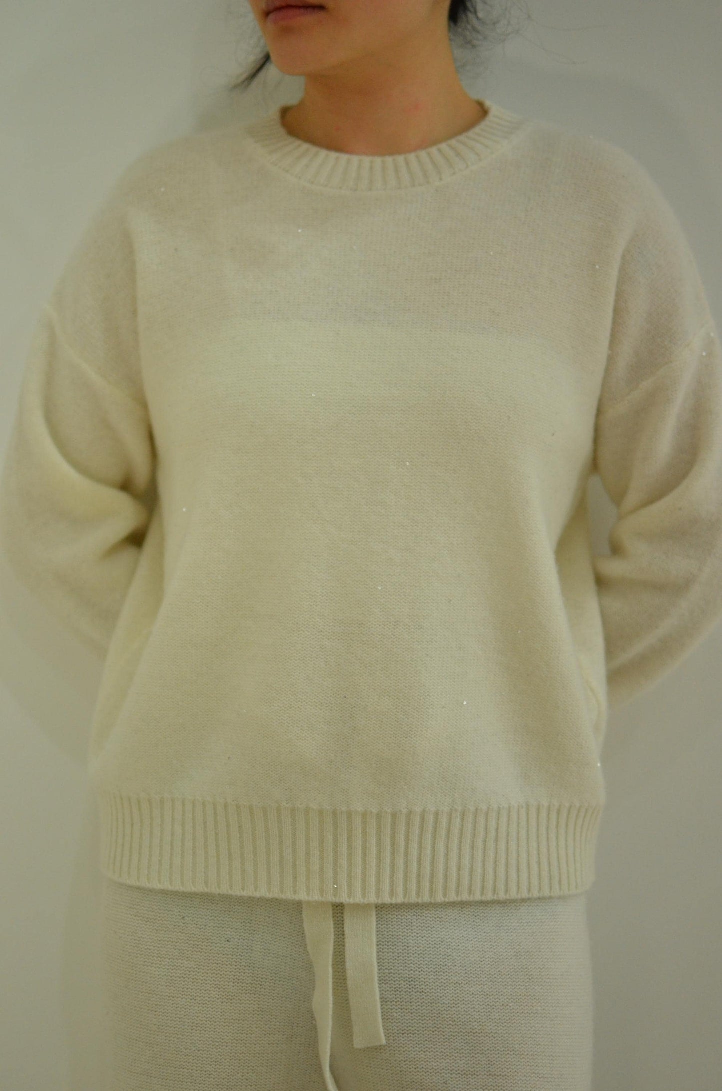 Cashmere Wool Blend Loungewear Set: Sparkling Beads, Adjustable Straps