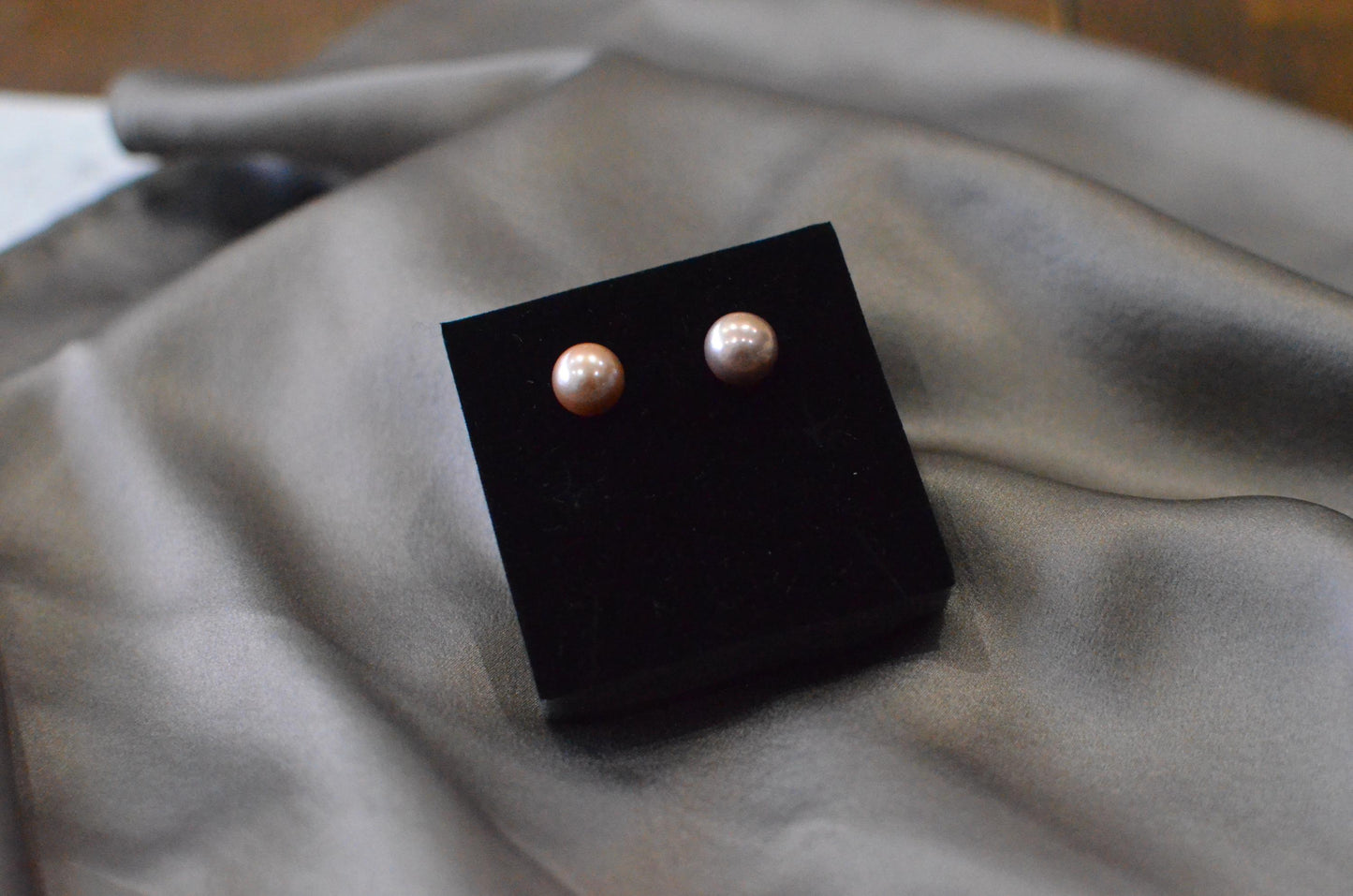 Round Freshwater purple pink  Pearl Stud Earrings