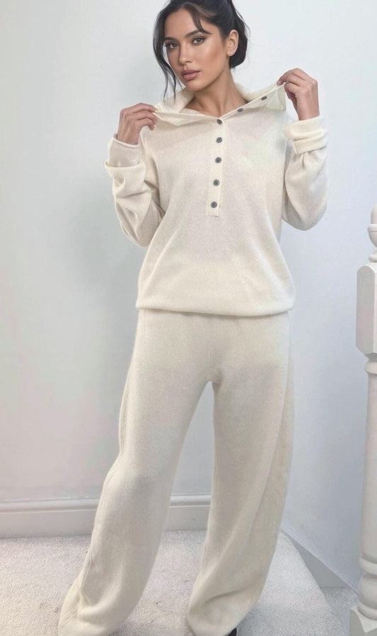 Cashmere and wool blend hoodie Sweater and Trousers Set: Women's Loungewear