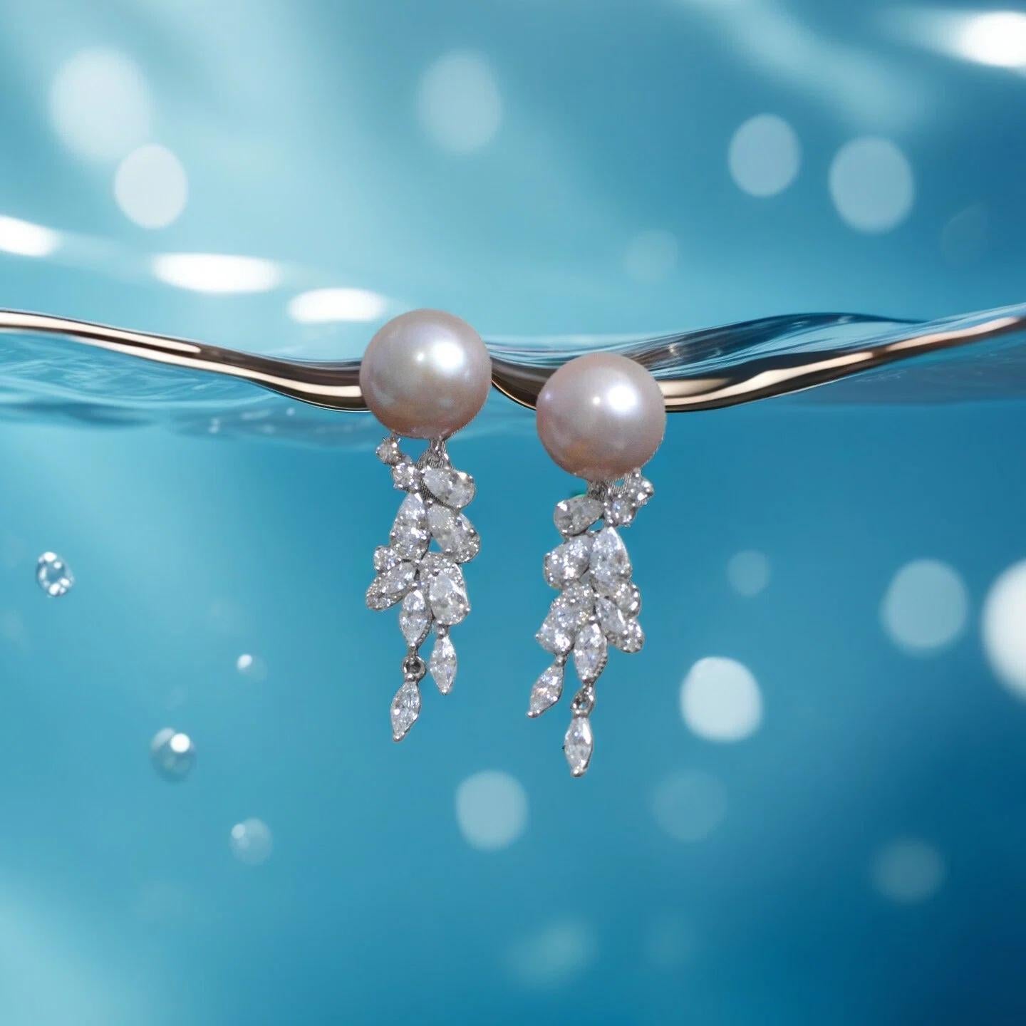 Floral CZ Freshwater Pearl Earrings