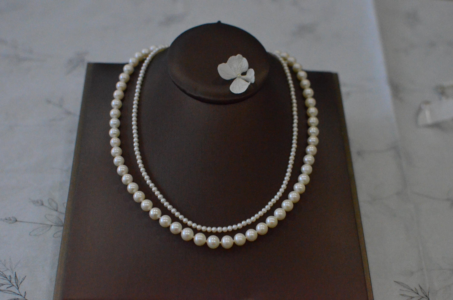 Double-Strand Freshwater Pearl Necklace: Sterling Silver Clasp, Bridal Jewelry