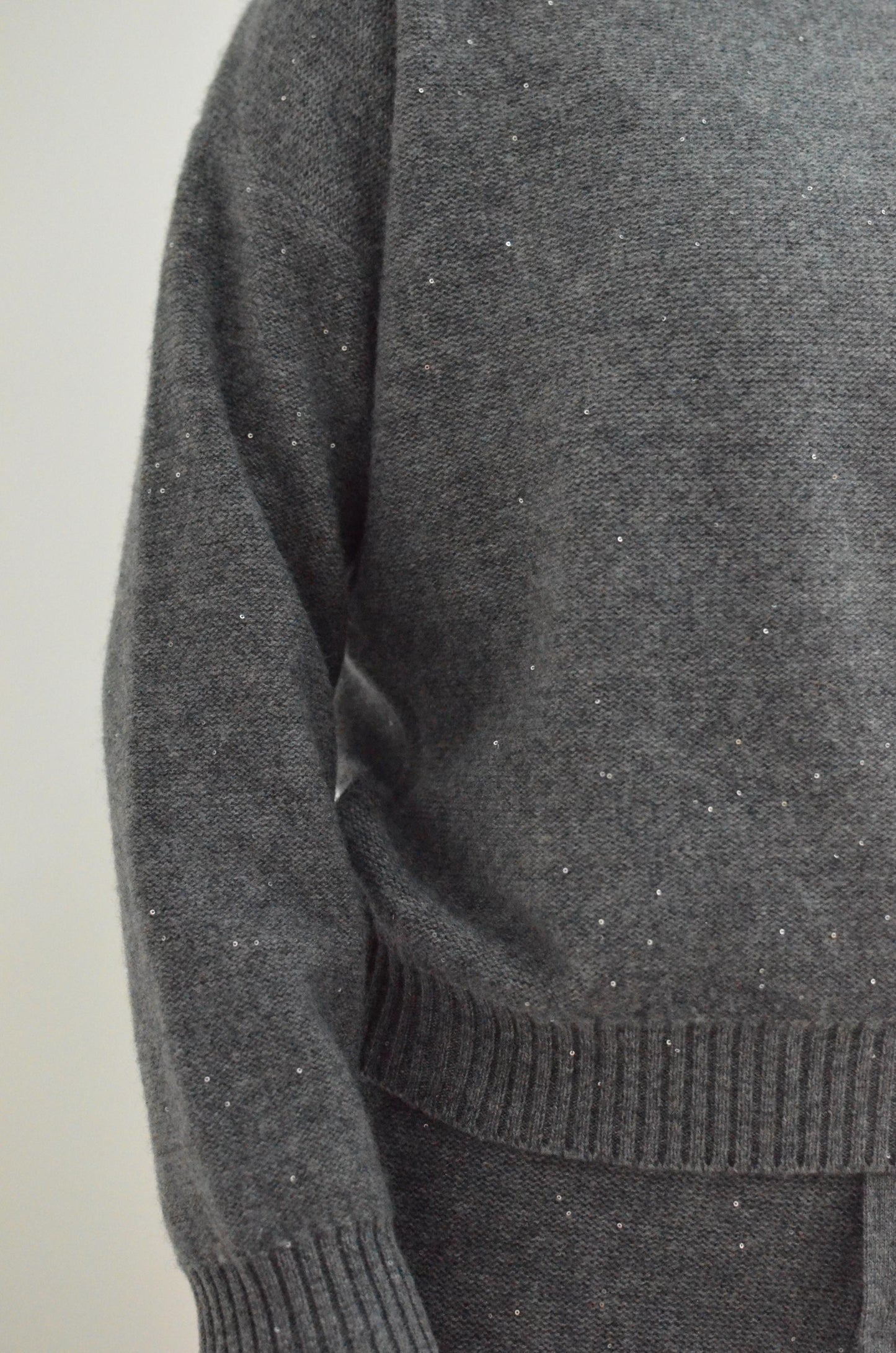 Cashmere Wool Blend Sweater Set: Sparkling Beads, Adjustable Trousers
