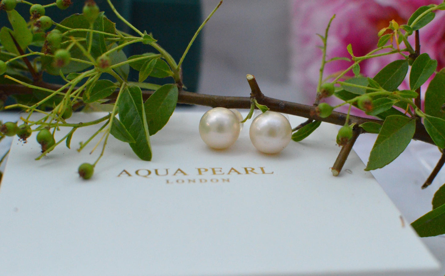 Round Freshwater Pearl Drop Stud Earrings