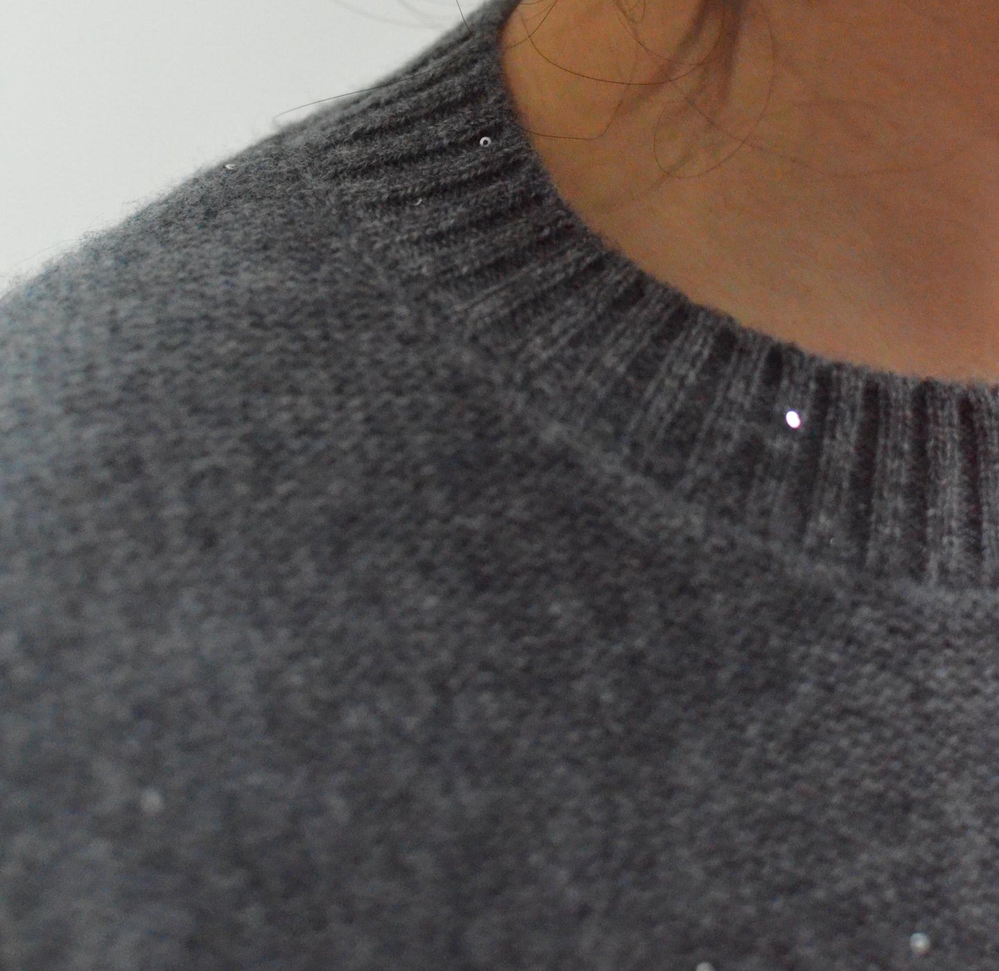 Cashmere Wool Blend Sweater Set: Sparkling Beads, Adjustable Trousers