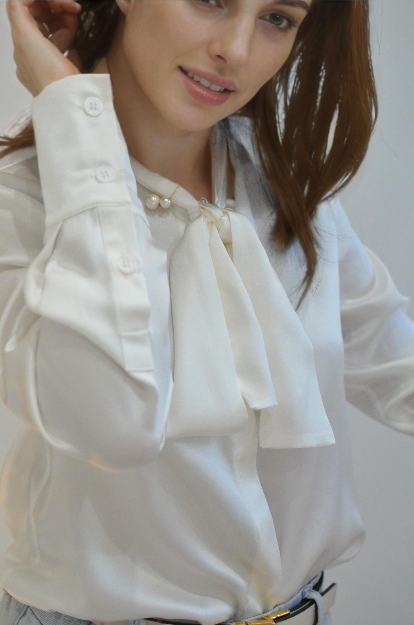 Elegant Mulberry Silk Bow Blouse