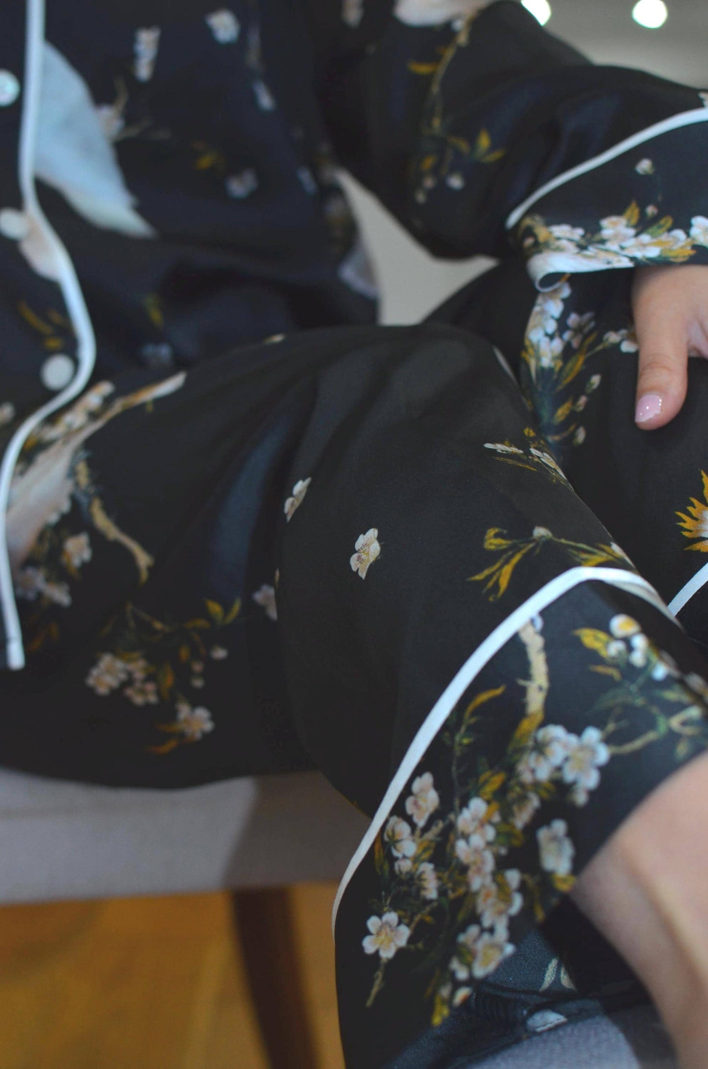 Floral Silk Pajama Set: 19 Momme 6A Grade Mulberry Silk Loungewear