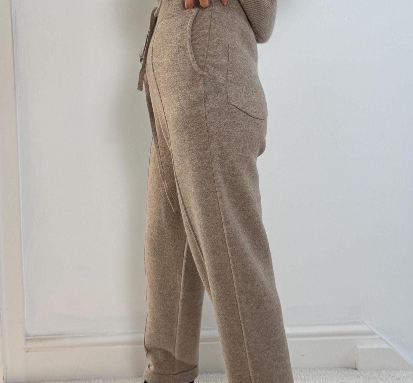 Luxury cashmere and wool blend  jogger pants for outdoor or relaxed use extra thick